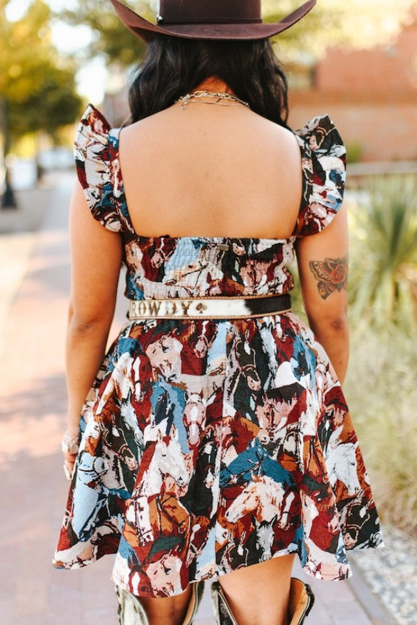 JACQUARD HORSE DRESS - SHIPS 8/24