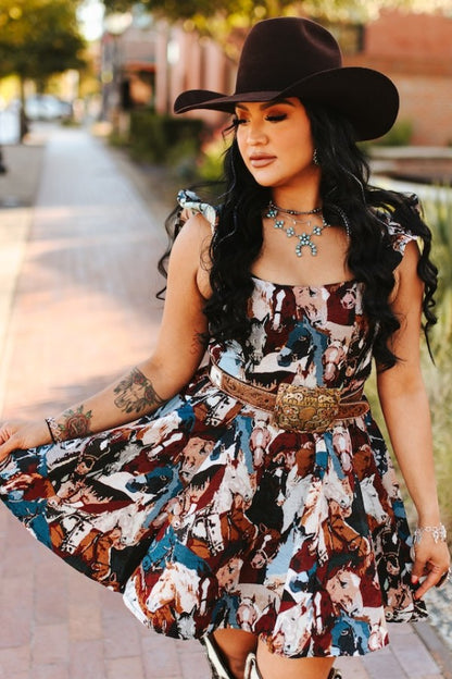 JACQUARD HORSE DRESS - SHIPS 8/24